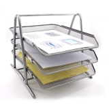 3 Tiers Steel Mesh Document Tray Silver