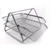 2 Tiers Steel Mesh Document Tray Silver